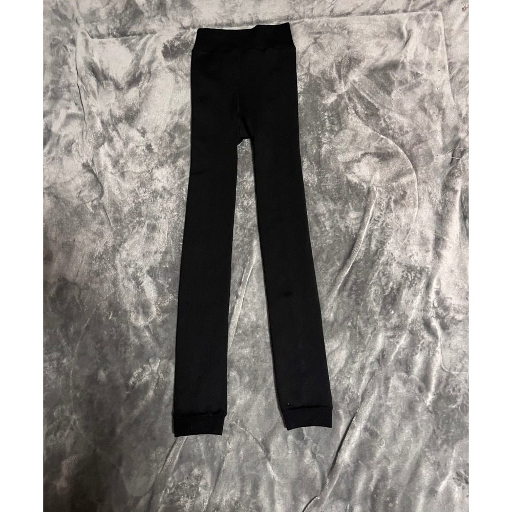 Unbranded Women Black Fleece Lined High Waisted Thermal Leggings One Size